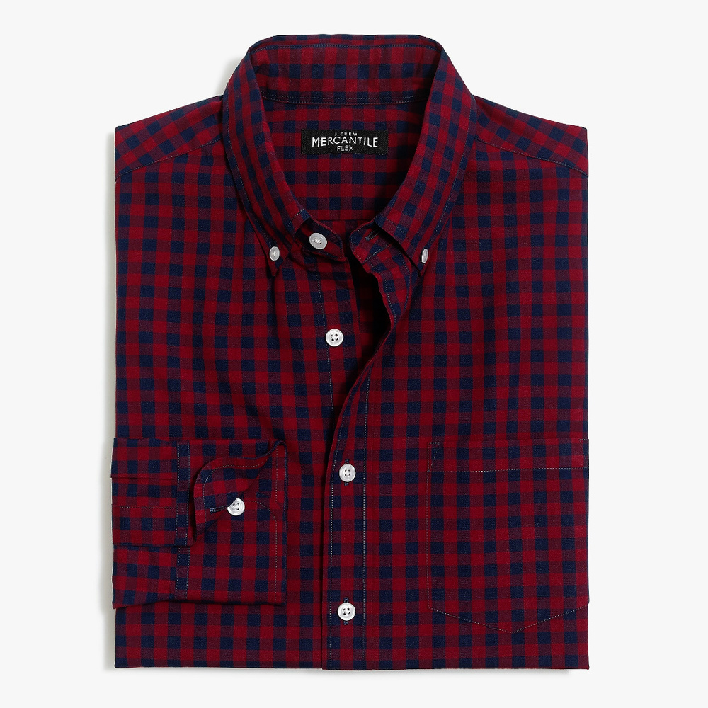 J Crew Slim Flex Washed Gingham Check L/S Shirt